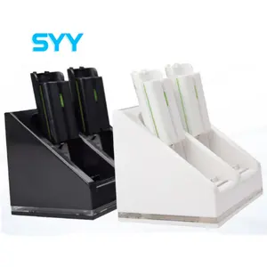 SYY 5V แสงสีฟ้าเครื่องชาร์จแบบเอียงสามเหลี่ยมคู่เครื่องชาร์จอะแดปเตอร์ไร้สายสําหรับ WII WIIU