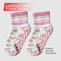 Calcetines Antideslizantes con Logotipo Personalizado al por Mayor, Calcetines de Algodón con Silicona Antideslizante para Mujer, Calcetines con Volantes para Yoga, Pilates y Barre