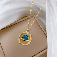 Charme de luxe Starry Planet Light magnifique collier complet de diamants chaîne de clavicule polyvalente pour femmes chaîne en acier au titane
