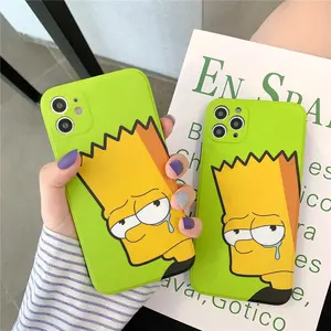 Funny Cartoon Sad crying characters Phone Case For iphone 12 11 Pro Max X XS XR 7 plus Straight edge Silicon Soft Cover Coque