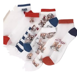 Women Ankle <b>Socks</b> Ice Silk Breathable Anti Snag With <b>Cat</b> Print Summer Casual <b>Socks</b> - Product Image 5
