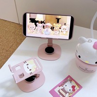 Support de téléphone portable en acier inoxydable, motif chat rose mignon, rotatif à 360 degrés, angle réglable, pliable, fixation magnétique pour bureau