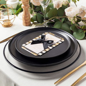 Assiette <span class=keywords><strong>de</strong></span> présentation ronde transparente <span class=keywords><strong>de</strong></span> luxe moderne Shengjing avec perles dorées pour mariage - Product Image 6