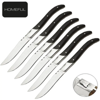 Ensemble de 6 couteaux à steak Laguiole, manche en bois Pakka, lame en acier inoxydable de haute qualité, tranchant, coffret cadeau en MDF
