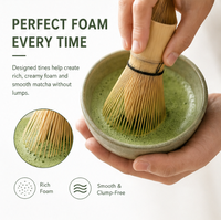 Kit de Voyage Personnalisé pour Bol à Matcha en Céramique Chasen, Ensemble Matcha Transparent avec Sac, Fouet à Matcha OEM et Emballage