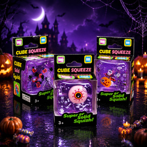 Jouet anti-stress en forme de globe oculaire d'Halloween, rose et blanc, avec veines oculaires, citrouille orange, sourire triangulaire, <span class=keywords><strong>araignée</strong></span> noire à huit pattes, épaisse et carnée - Product Image 4