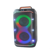 Troli Speaker Nirkabel Portabel Lampu LED RGB Radio FM Sistem Audio USB Dengan Mikrofon Bertenaga Baterai untuk Pesta Luar Ruangan