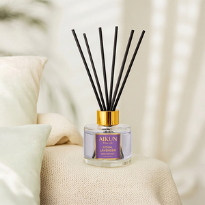 Aikun 100ml Clear Round Glass Adhesive Sticker Low Moq 3 Day Sample 7 Day Ship Any Long Scent <b>Reed</b> <b>Diffuser</b> Gift Set <b>for</b> Study - Product Image 2