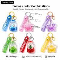 Porte-clés personnalisé en acrylique avec dauphin et sable mouvant, pendentif de sac créatif en forme de dessin animé, porte-clés liquide tendance pour cadeau