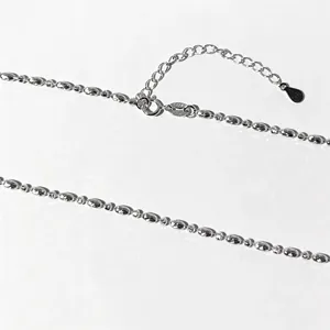 Fabrieksgroothandel 925 <span class=keywords><strong>Sterling</strong></span> Zilver 18K Goud verguld choker ketting 2mm patroon kralenketting glanzende verlovings- trouwjuwelen - Product Image 6