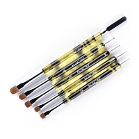 Pinceau professionnel 2-en-1 de luxe en poils de Kolinsky avec manche en acrylique, double embout, pour nail art et outil de peinture à points