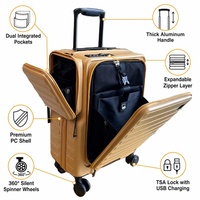 Valise de voyage multifonctionnelle à coque rigide, valise de cabine portable, compartiment à bagages à ouverture latérale détachable, ouverture frontale en PC