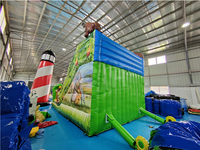 Toboggan aquatique détachable d'enfants gonflables extérieurs commerciaux de terrain de jeu tropical à vendre la partie sautant le toboggan gonflable de château