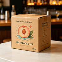Boîte à vin en carton ondulé biodégradable imprimée numériquement sur mesure pour vin de pêche et oolong, production en 72h, emballage en papier pour bouteille de vin de fruits