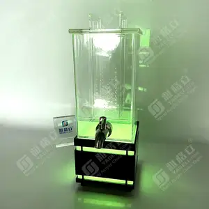 Hot Acrylic Square Transparent 2 Gallon Food Beer Bucket Dispenser Beer Tower Bar With Light Diode Lights