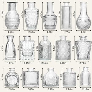 Factory Direct Wholesale Glass Vase <strong>Mini</strong> Bud French <strong>Vintage</strong> Embossed Flower Home Decor Crystal Glass Vase Set - Product Image 5