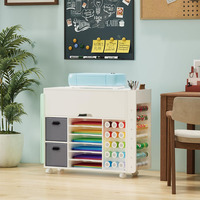 Table à coudre moderne personnalisée OEM/ODM avec 2 tiroirs, roulettes, étagères, bacs et crochets – Table à coudre pliable pour armoires de salon