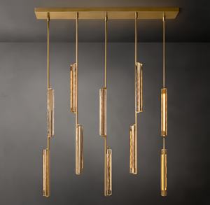 Minimalisme italien, éclairage LED à intensité variable, faisceau à 360°, cristaux K9, gouttes de cuivre verticales, luminaires suspendus, lampes en forme de goutte d'eau, décoration intérieure de luxe - Product Image 2