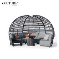 Table basse en verre de petite taille Couture Hug Furniture, design extérieur avec corde