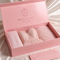 Maßgefertigte Premium Markenlogo UV-Laminierung Rosa Karton Große Faltbare Magnetische Geschenkbox für Kleider
