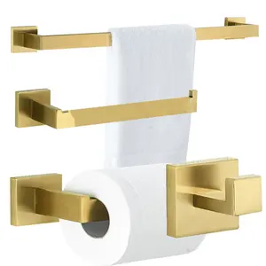 Fırçalanmış altın banyo donanım seti banyo aksesuarları seti duvara monte banyo aksesuarları seti
