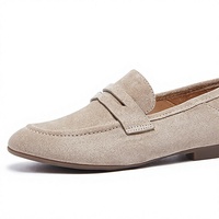 Varsavvas Mocassins en daim pour femme, plats, à enfiler, simples, confortables, à semelle souple, en cuir véritable, pour l'été, modèle Bean, pour commande internationale