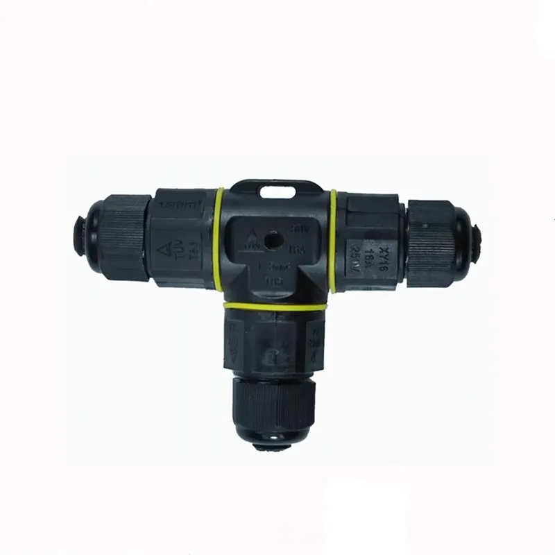 Factory direct salesIP68 Waterproof connector T Shape 3 Pin Cable Wire Gland Sleeve connector quick connect waterproof connector