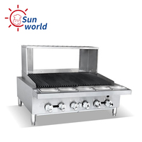 Équipement de cuisson commercial 60 "gril radiant à gaz avec étagère supérieure et casserole GN