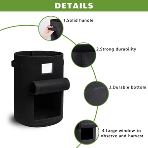 Grand sac <span class=keywords><strong>de</strong></span> culture <span class=keywords><strong>de</strong></span> pommes <span class=keywords><strong>de</strong></span> <span class=keywords><strong>terre</strong></span> en feutre <span class=keywords><strong>de</strong></span> 7 gallons Lot <span class=keywords><strong>de</strong></span> 3 sacs <span class=keywords><strong>de</strong></span> culture en toile <span class=keywords><strong>de</strong></span> jute avec rabat et poignées - Product Image 4