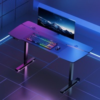 Bureau d'ordinateur intégré pour la maison, le bureau ou la chambre, réglable en hauteur, en bois massif, avec éclairage LED électrique, personnalisable