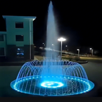 Fuente de agua circular musical Chaohua para exteriores con chorro alto y espectáculo de luces LED azules para plazas decorativas