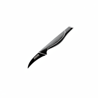 Couteau à éplucher à lame ondulée de 7 cm pour fruits et légumes, boîte de 150 lames en acier inoxydable antiadhésives, manche ergonomique noir, ensemble de lames de couleur