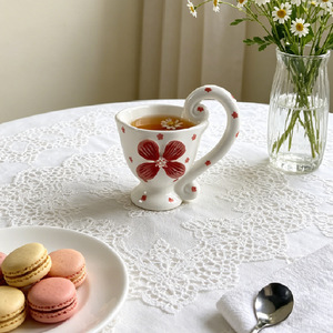 Tazza da <span class=keywords><strong>Caffè</strong></span> in Ceramica Floreale Vintage, Tazza Dipinta a Mano con Manico a Spirale per Tè, <span class=keywords><strong>Caffè</strong></span>, Arredamento Casa - Product Image 2