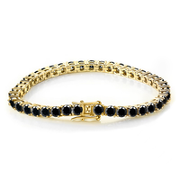 Mode Chaîne Lien 2mm/3mm/4mm/5mm/6.5mm/7mm/8mm 925 Argent Rose Or Hommes Noir Moissanite Diamant Tennis Chaîne Bracelet