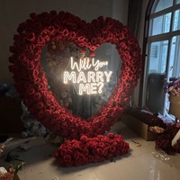 Alquiler de Decoración para Fiestas de Compromiso, Centros de Mesa de Rosas Rojas de Seda y Plástico Blancas para Bodas, Arcos de Corazón de 7-8 pies para Novias