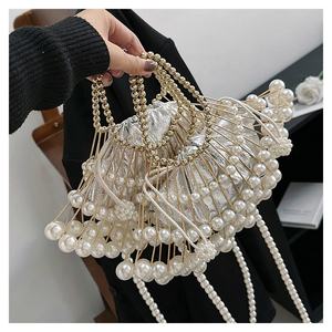 Bolsos de Mano de Noche con Cuentas para Mujer, Bolsos de Fiesta Formales para Novia, Bolsos de Hombro con Cadena, Bolsos de Mano Hechos a Mano con Cuentas, Bolsos de Mano de Perlas para Mujer - Product Image 2