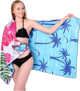 Toalla de playa de microfibra de ante impresa personalizada de secado rápido sin arena con logotipo de estilo turco novedoso para uso en verano hecha de gamuza - Product Image 1