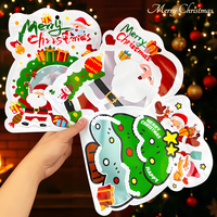 Sachets d'emballage en plastique verticaux avec fenêtre, motif dessin animé Joyeux Noël, pour bonbons, snacks et cadeaux pour enfants, avec fermeture éclair