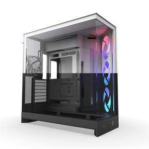 Nouveau boîtier PC de jeu <span class=keywords><strong>NZXT</strong></span> H9 Flow <span class=keywords><strong>RGB</strong></span> noir et blanc, tour moyenne ATX, avec vue en verre, avec 4 ventilateurs préinstallés pour PC de bureau de jeu, PC DIY - Product Image 1