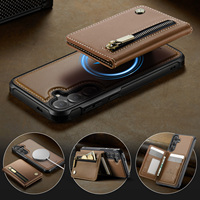Étui magnétique en similicuir pour Samsung S26 Ultra avec support de chargement sans fil et porte-cartes, compatible S25 Plus S24 S23 S22 A56 A55 A54 A53