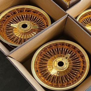 Ruota in filo d'acciaio inossidabile 13 14 7 pollici 72 100 raggio tutto oro per rotoli Royce Cadillac Thunderbird Chevrolet - Product Image 6