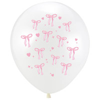 Ballons de décoration de fête d'anniversaire de filles blanches roses de 12 pouces avec ballon d'arrangement de décoration de nœud papillon