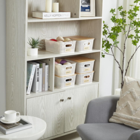 6 packs de bacs de rangement en plastique avec couvercles en bambou, boîtes empilables, paniers décoratifs pour garde-manger, jolis avec étiquettes pour l'organisation