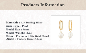 ต่างหูห่วงเพชรทรงบาโรกประดับมุกเงินแท้ S925 ชุบโรเดียม ROXI ขายดี - Product Image 6