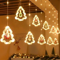 Indoor-Weihnachts-Santa-Claus-Cartoon-Niedliche LED-Lichter Raum Fenster Zuhause Feiertag Party Dekoration Ornamente Weihnachtslichterketten