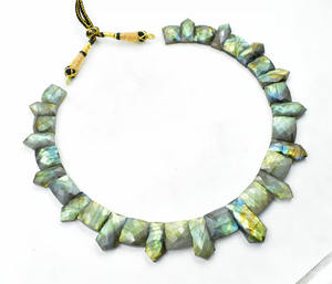 Labradorite Collier Ras Du Cou Perle D'eau Douce Antique Clignotant Pierres Précieuses Disposition Style Classique Chaîne pour les Occasions de Fête - Product Image 4