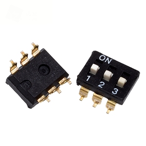 Interrupteur SMD à actionnement latéral, pas de 2,54 mm |   Interrupteur à bascule de type clavier de piano, 1 à 12 positions |   Montage sur circuit imprimé traversant (PCB) |   Actionneur rouge/bleu - Product Image 4