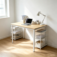 Table à manger carrée en MDF durable avec pieds en métal, bureau minimaliste, mobilier de bureau à domicile, assemblage facile, table de restaurant