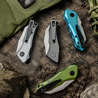 Couteau de poche pliable classique de chasse de qualité supérieure KS7350, couteau utilitaire tactique avec manche en alliage d'aluminium usiné CNC