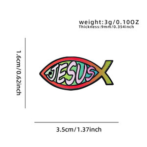 Pins <span class=keywords><strong>de</strong></span> Esmalte Suave Personalizados al por Mayor, Diseño Pez Jesús Ichthys, Insignias, Directo <span class=keywords><strong>de</strong></span> Fábrica, OEM ODM, en Stock - Product Image 2